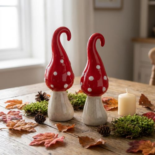 Muchomor ceramiczne grzyby ozdobne czerwone białe Ø5cm W15,5cm 2szt | Floristik24.pl
