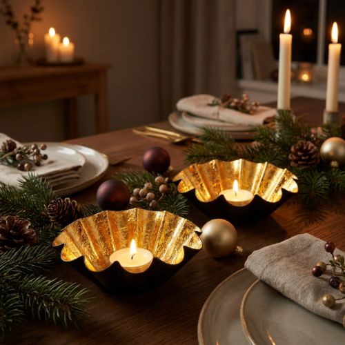 Podgrzewacz do tealightów ozdoba świąteczna forma do pieczenia czarno-złota Ø12cm 2szt | Floristik24.pl