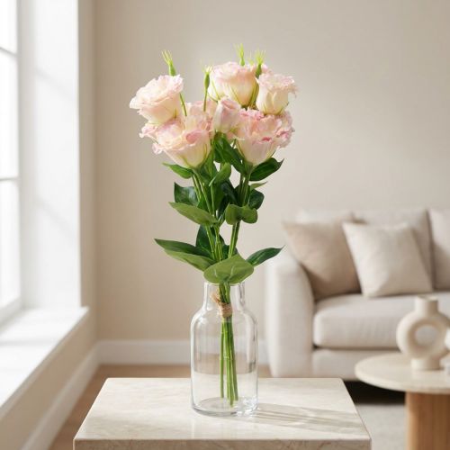 Kwiaty sztuczne Eustoma Lisianthus różowy kremowy 52cm 5 szt | Floristik24.pl