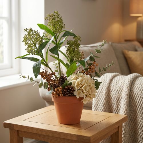 Sztuczne zielone kwiaty Skimmia japonica, 45 cm, 2 sztuki | Floristik24.pl