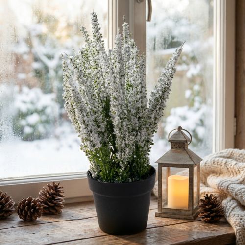 Erika biała miotła wrzosu sztuczna roślina wrzosu wys. 26 cm | Floristik24.pl