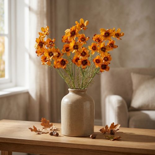 Sztuczne kwiaty Cosmea Orange Kosz na biżuterię W51cm 3 szt | Floristik24.pl