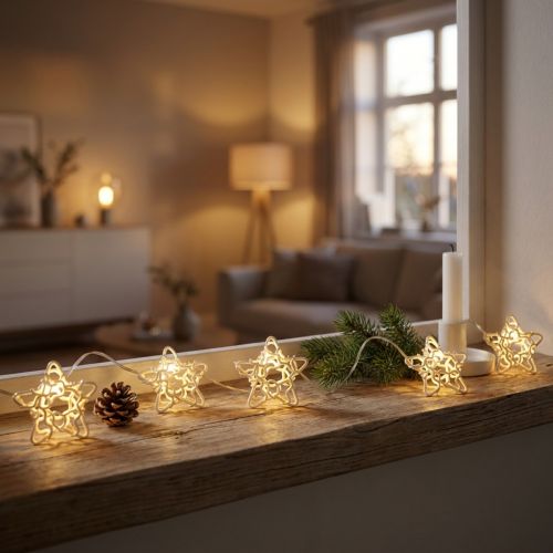 Produkt Łańcuch świetlny LED gwiazdki mikro LED timer wewnątrz biały 1,90 m