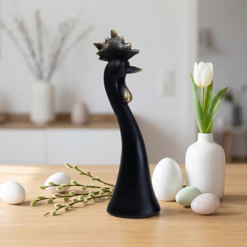 Dekoracja wielkanocna kurczak dekoracja kogut czarne złoto Ø9cm W29cm | Floristik24.pl