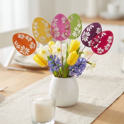 Produkt Pisanki dekoracyjne korki kwiatowe Wielkanocne drewno 30,5cm 18 szt