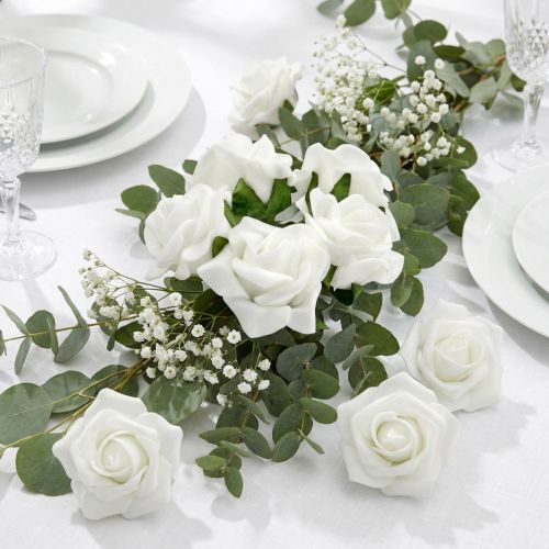 Róża piankowa Ø 3,5cm biała 48 szt | Floristik24.pl