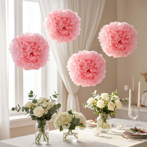 Papier Pompom Ø30cm Jasnoróżowy 5szt | Floristik24.pl