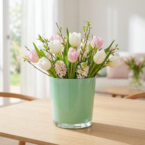 Szklana doniczka Ø11,5cm H10,8cm Mint Green | Floristik24.pl