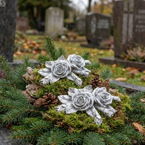 Róża do dekoracji grobu żywica poliestrowa 10cm x 8cm 6 szt | Floristik24.pl