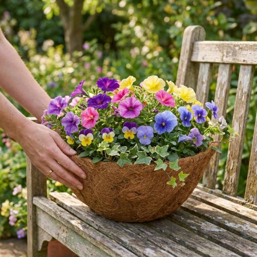 Miska na kwiaty okrągła, miska z naturalnego włókna, miska na roślinę kokosową około 25cm | Floristik24.pl