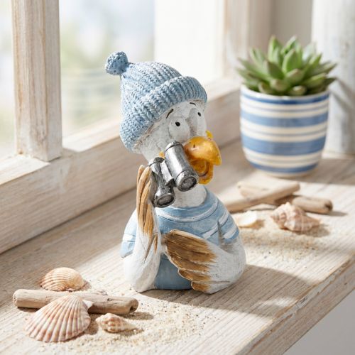 Produkt Dekoracja marynistyczna mewa na stół niebiesko-biało-srebrna wys. 11cm