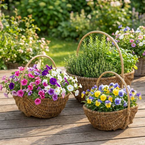 Koszyk na ziemniaki 43/33/23cm z folią, naturalny, zestaw 3 sztuk. | Floristik24.pl