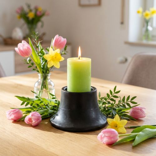 Świecznik czarny świecznik ceramiczny Ø12,5cm W7cm | Floristik24.pl
