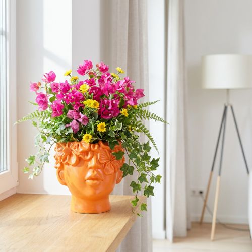 Doniczka Plant Head Plant Bust Pomarańczowa 13,5×13×14 cm | Floristik24.pl