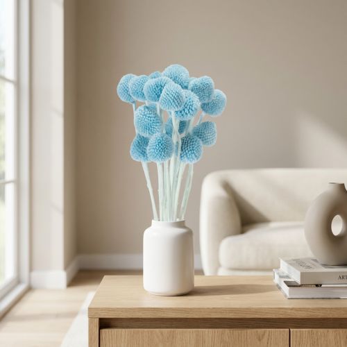 Produkt Suszone kwiaty Craspedia do wazonu, minimalistyczny styl, trwała ozdoba na lato, 55 cm, 20 sztuk