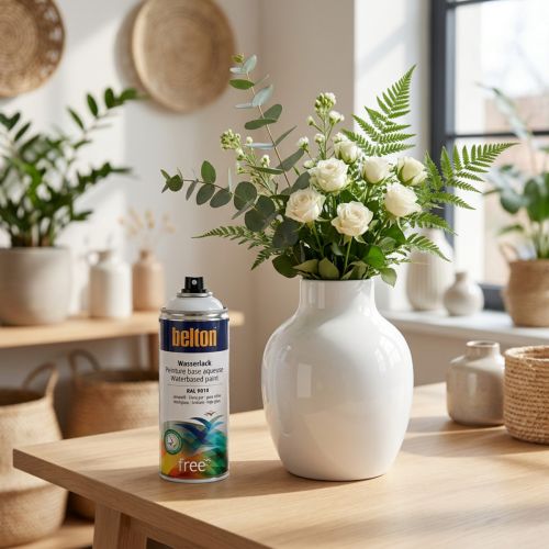 Bezbeltonowa farba wodna w sprayu biały o wysokim połysku czysta biel 400ml | Floristik24.pl