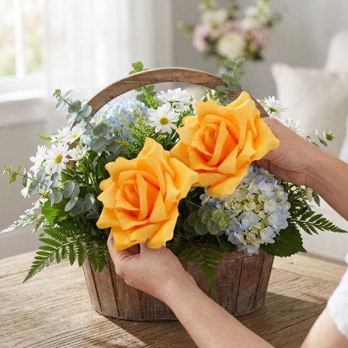 Róża piankowa Ø15cm Żółta 4 szt | Floristik24.pl