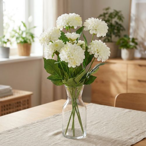 Kwiaty sztuczne dalie ozdobne sztuczne białe 50cm | Floristik24.pl
