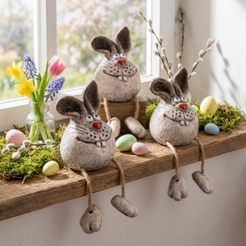 Stołek ceramiczny króliczek dekoracyjny króliczek 6,5×7×9,5cm 3 szt | Floristik24.pl