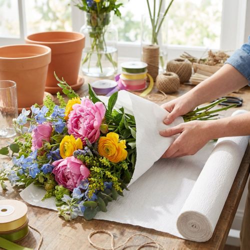 Papier krepowy florystyczny biały, 50 x 250 cm, 5 szt. | Floristik24.pl