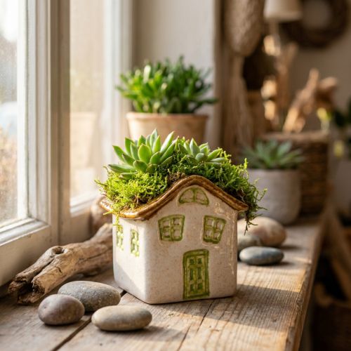 Ceramiczny domek do sadzenia