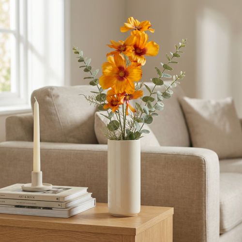 Cosmea Kosmee koszyk na biżuterię sztuczny kwiat pomarańczowy 75cm | Floristik24.pl