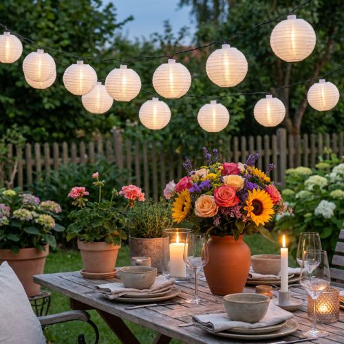 Solar Lampion Łańcuch LED 4,5m Biały 10 Żarówki | Floristik24.pl