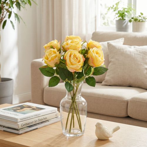 Bukiet róż do eleganckiej dekoracji salonu 44cm 6 szt. | Floristik24.pl