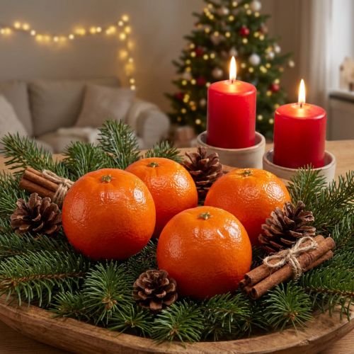 Realistyczny sztuczny pomarańczowy owoc dekoracyjny Citrus Reticulata Ø8 cm, zestaw 4 elementów – idealny do letnich i świątecznych dekoracji | Floristik24.pl