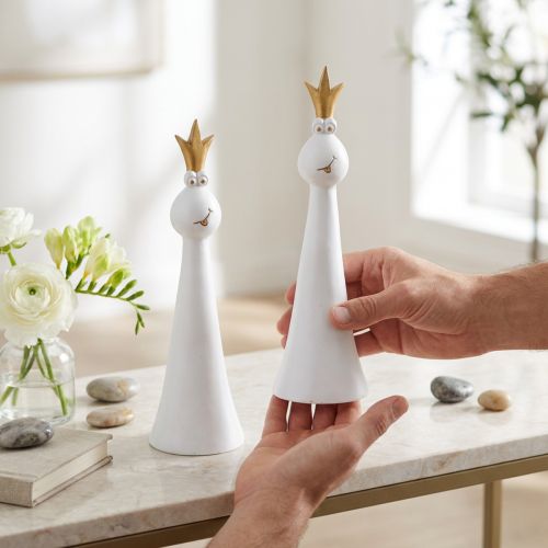 Dekoracja Żaba Książę Dekoracja Żaba Figura Białe Złoto W19,5 cm 2szt | Floristik24.pl