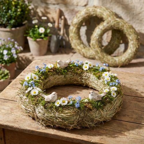 Wianki z siana, dekoracja stołu, materiał naturalny, Ø 31-32 cm, zestaw 5 szt. | Floristik24.pl