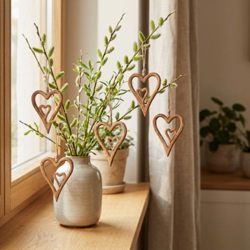 Produkt Serce drewniane Serca z naturalnego drewna do zawieszenia 8×11cm 4 szt