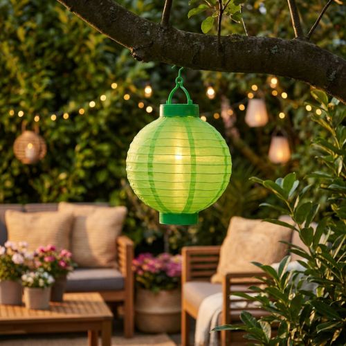 Lampion LED z solarem 20cm zielony | Floristik24.pl