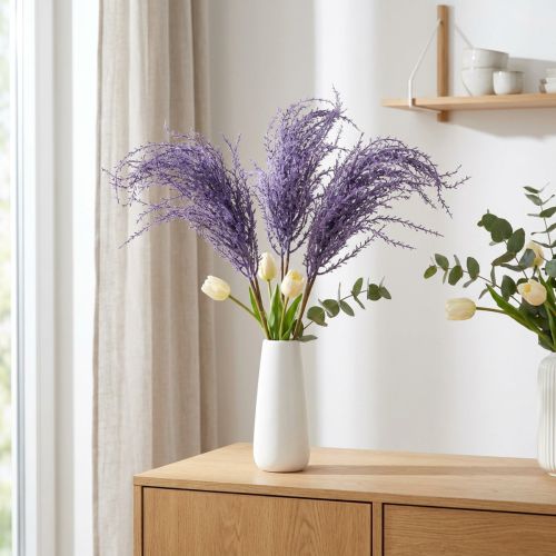 Rośliny sztuczne fioletowa sucha trawa sztucznie flokowane 62cm 3szt | Floristik24.pl