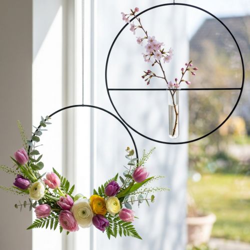 Produkt Dekoracyjny pierścionek metalowy Pierścionek dekoracyjny Scandi czarny Ø25,5cm 6 sztuk