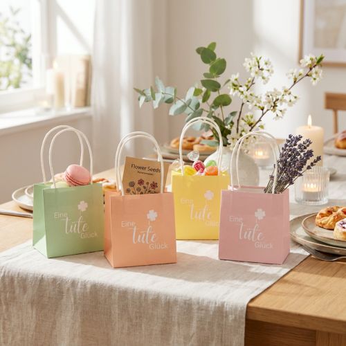 Produkt Torebka prezentowa z nadrukiem "Worek szczęścia" na urocze pomysły na prezent, 12 cm, 12 sztuk