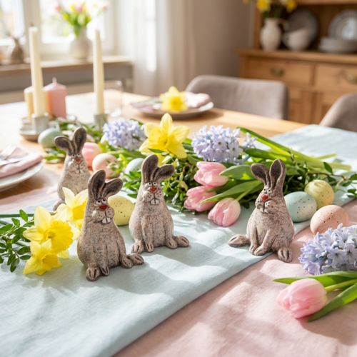 Zajączek Wielkanocny Ceramiczny Zabawny Dekoracyjny Królik Brązowy W7cm 6 szt | Floristik24.pl