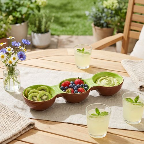 Ceramiczna miska z motywem kiwi, letnia dekoracja do stylowego serwowania tapas i przekąsek, 30 cm | Floristik24.pl