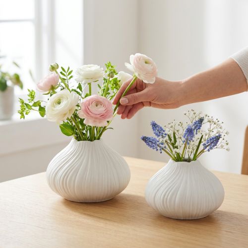 Wazon ceramiczny kształt cebuli biały Ø13cm W13,5cm 2szt | Floristik24.pl