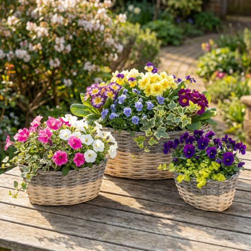 Wiklinowy kosz do sadzenia Miska na rośliny L29/33/38cm kpl 3 szt | Floristik24.pl