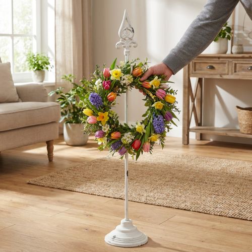 Stojak na wianek biały shabby chic 1 wieszak wys. 76cm | Floristik24.pl