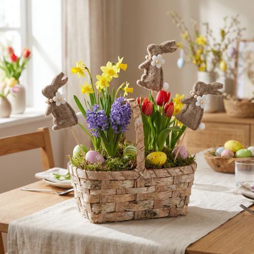 Produkt Dekoracyjna figurka w kształcie zajączka wielkanocnego, idealna do wiosennych dekoracji i sezonowych akcentów, 42 cm, 8 sztuk