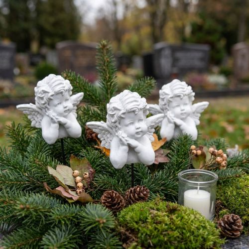 Wtyczka dekoracyjna figurki aniołów dekoracja nagrobna biała wys. 5cm 6 szt | Floristik24.pl