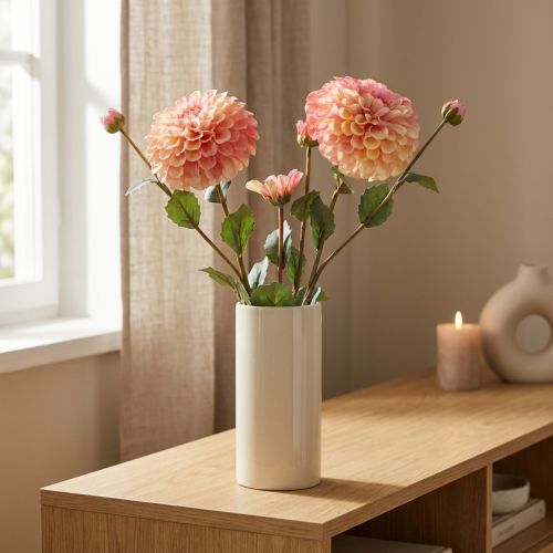 Produkt Sztuczne dalie w kolorze brzoskwiniowo-różowym Ø10cm dł.80cm 2 szt.