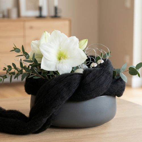 Produkt Wełna dekoracyjna, sznurek wełniany, wełna filcowana do rękodzieła i florystyki, 2m, czarna