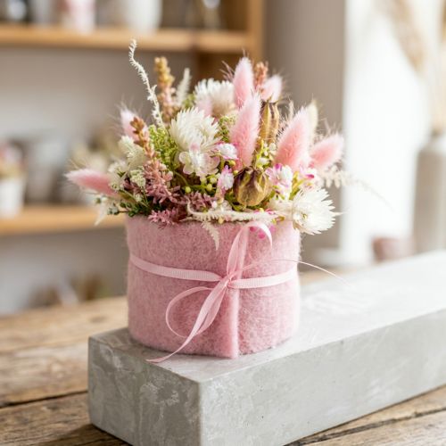 Wstążka filcowa 7,5cm x 5m różowa | Floristik24.pl