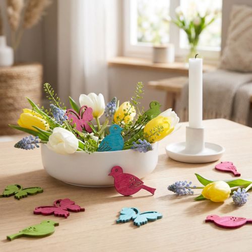 Scatter dekoracji drewna ptak motyl kolorowy asortyment 2cm | Floristik24.pl