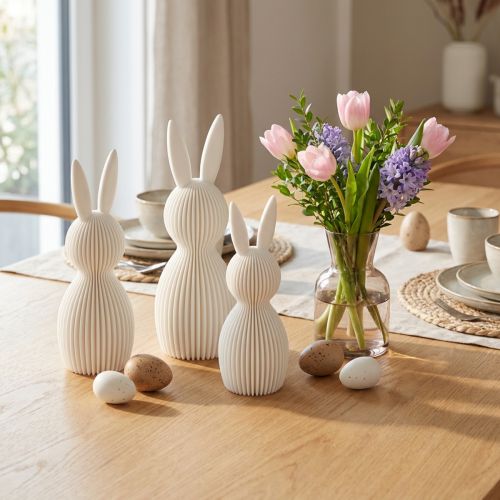 Produkt Dekoracyjna figurka zajączka do nowoczesnej dekoracji wielkanocnej, 11 cm, 4 sztuki
