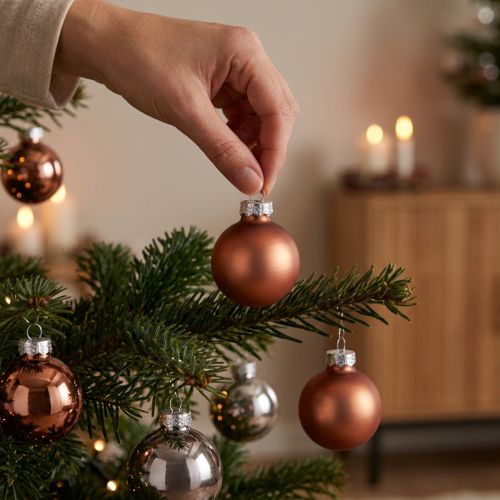 Mini bombki świąteczne srebrne morelowe szklane Ø3cm 22 szt | Floristik24.pl