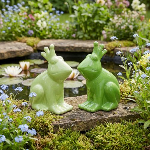 Dekoracyjna żaba ceramiczna, żaba książęca dekoracja letnia 13×8×16cm 2szt | Floristik24.pl